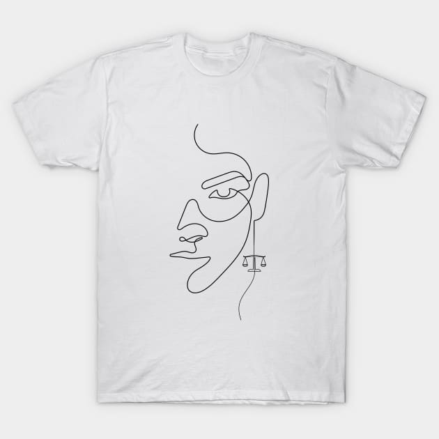She's a Libra | One Line Drawing | One Line Art | Minimal | Minimalist T-Shirt by One Line Artist